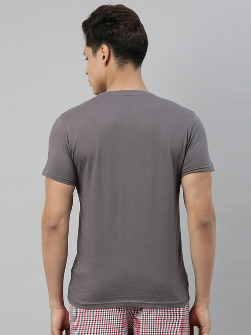 Grey solid Crew Neck T-shirt